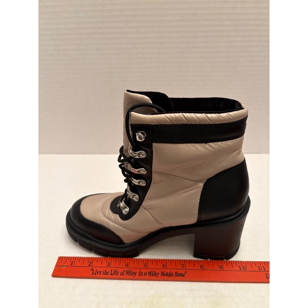 Marc Fisher LTD Vaina2 Beige Black Quilted Puffer Leather Lug Sole Boots 8M - Picture 8 of 10